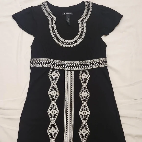 INC International Concepts | Dresses | Inc International Concepts Womens  Embroidered Black Dress W Beading Details L | Poshmark